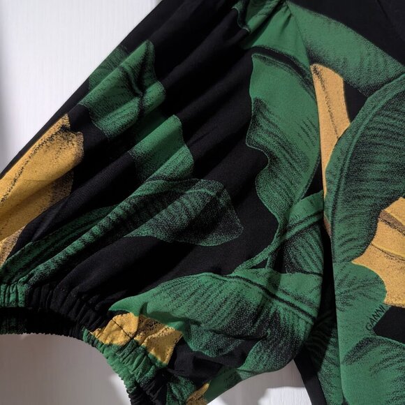 Ganni | Banana Print Ruched Jersey Mini Dress - Picture 11 of 14